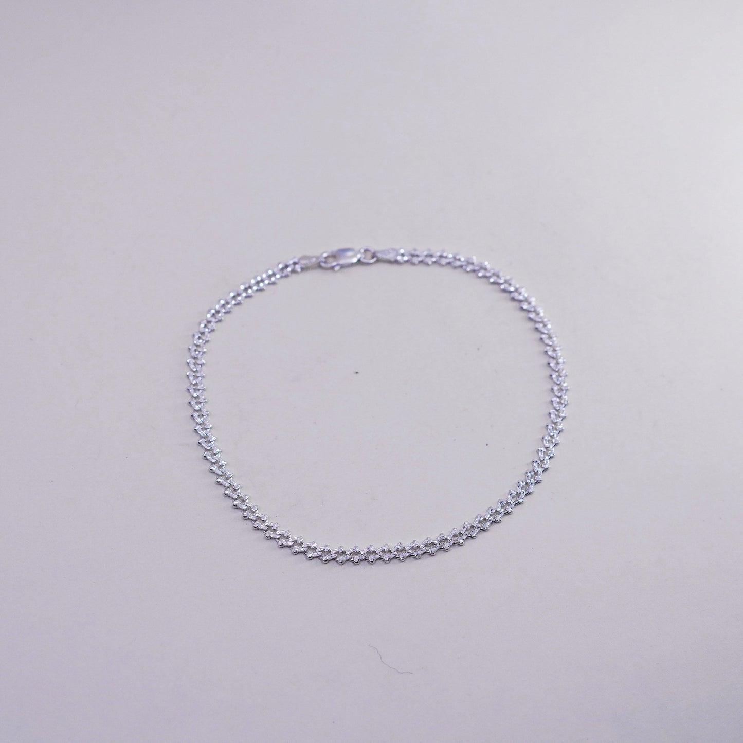 9.5”, Vintage sterling silver bracelet, 925 curb chain anklet