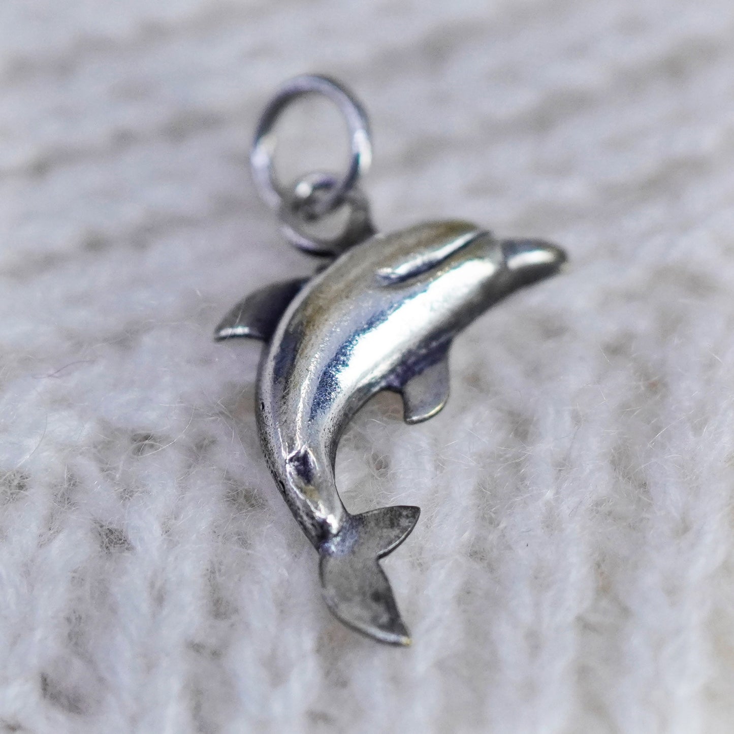 Vintage sterling silver dolphin pendant, 925 charm