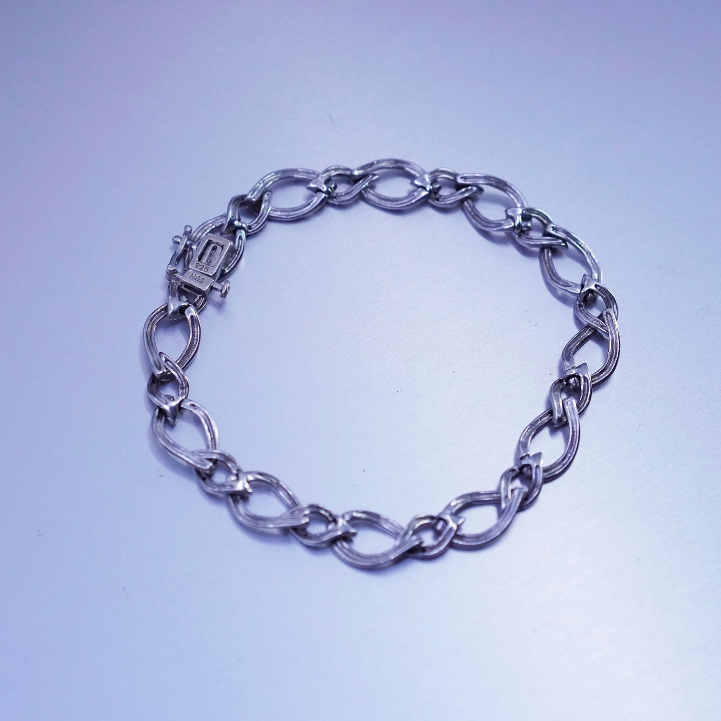 6.75”, Italy Sterling 925 silver handmade bracelet, men’s bold figaro chain
