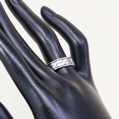 Size 8.25, Vtg Sterling Silver Handmade Ring 925 Band w Pattern Embossed
