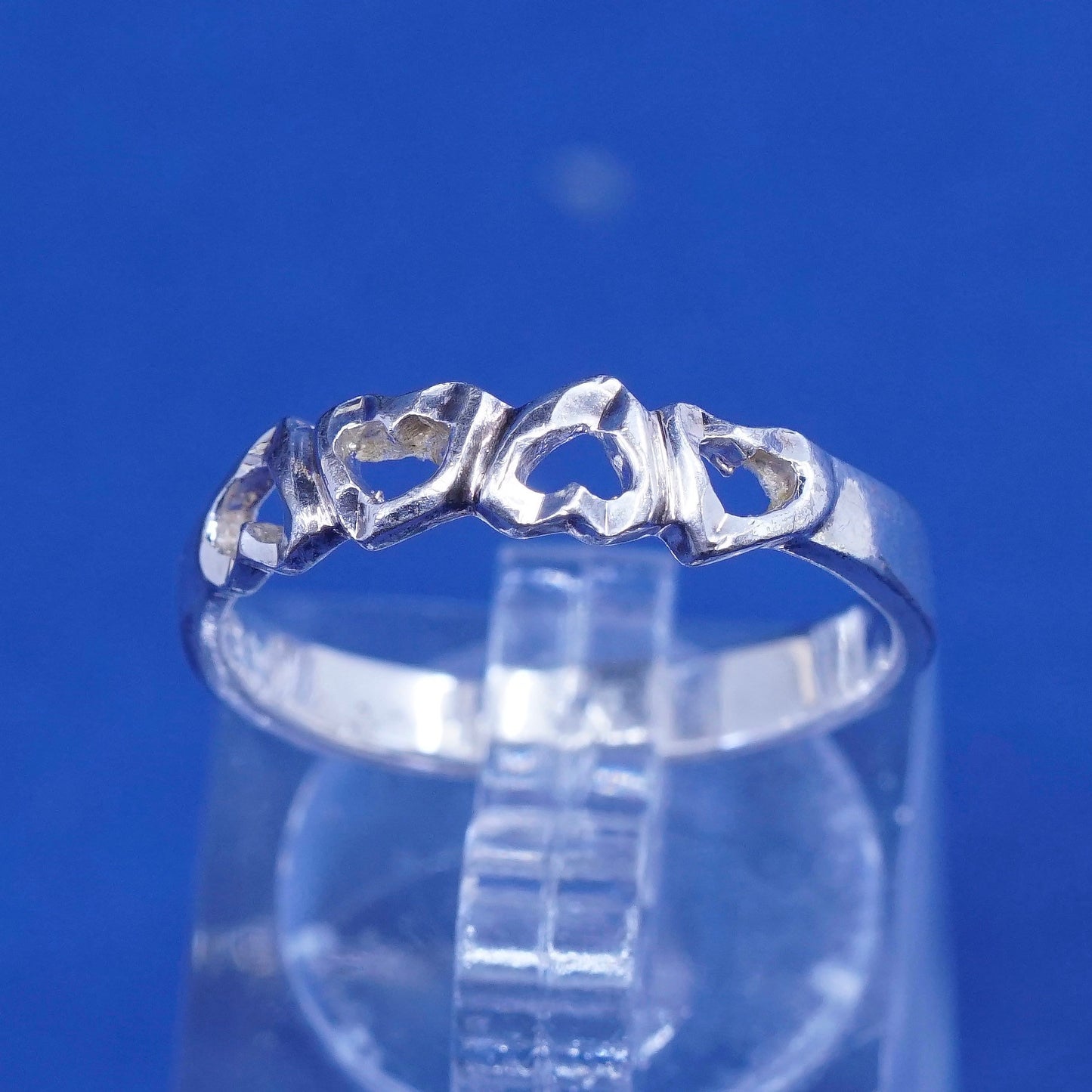 Size 7, vintage sterling silver handmade ring, 925 heart band