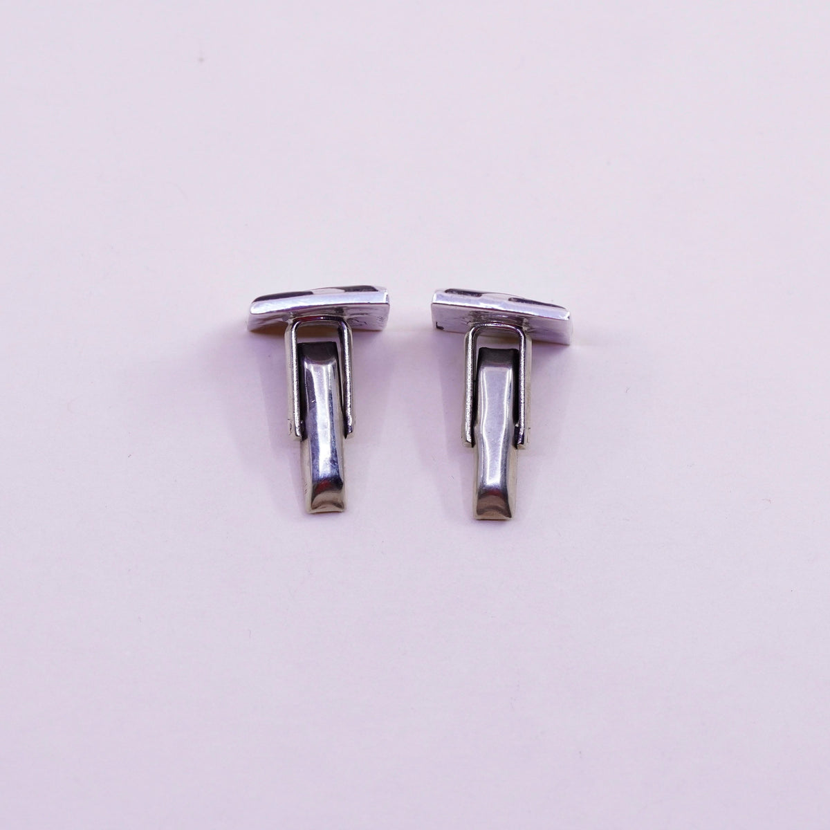 Vintage sterling silver handmade cuff link, 925 square cufflink with abalone