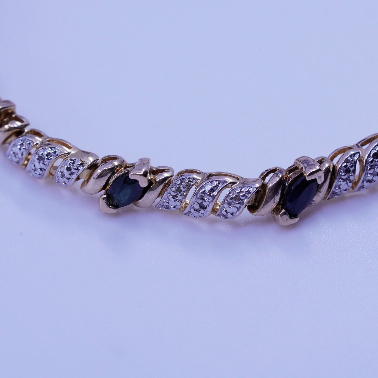 7.25”, vermeil gold Sterling 925 silver tennis San Marco bracelet sapphire