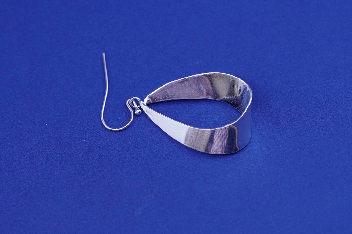 Sterling silver Handmade earrings, 925 folded teardrop Dangles