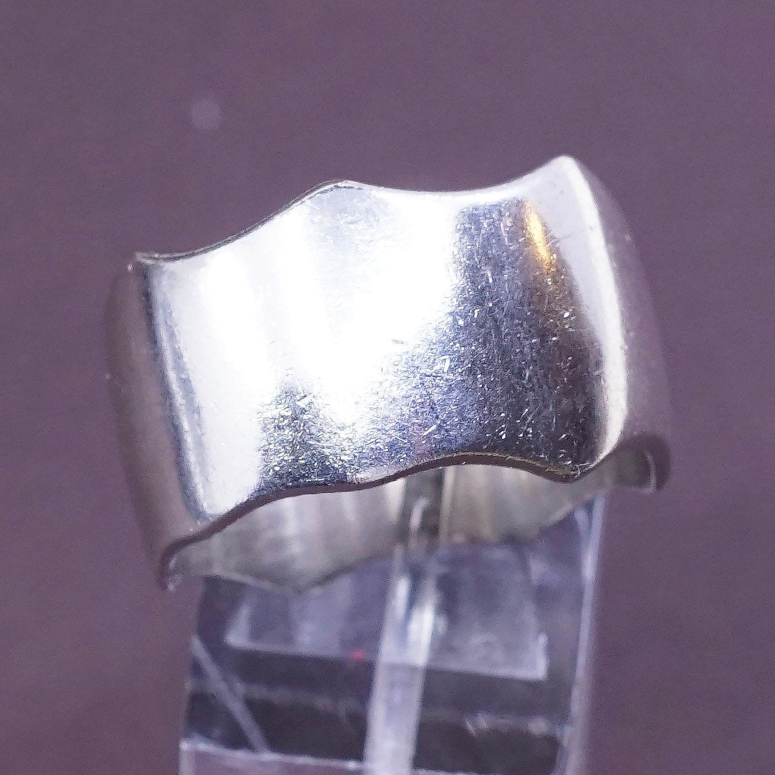 sz 12.5, vtg sterling silver handmade ring, 925 wide band, Stamped 925 mexico
