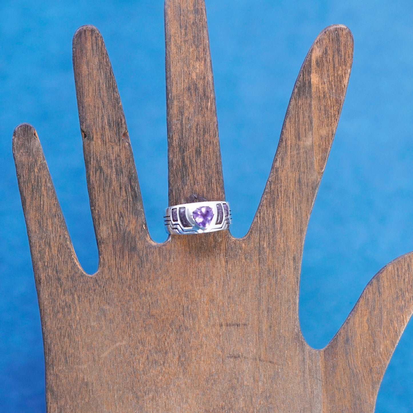 Size 7, southwestern CAROLYN POLLACK RELIOS Sterling 925 silver ring amethyst