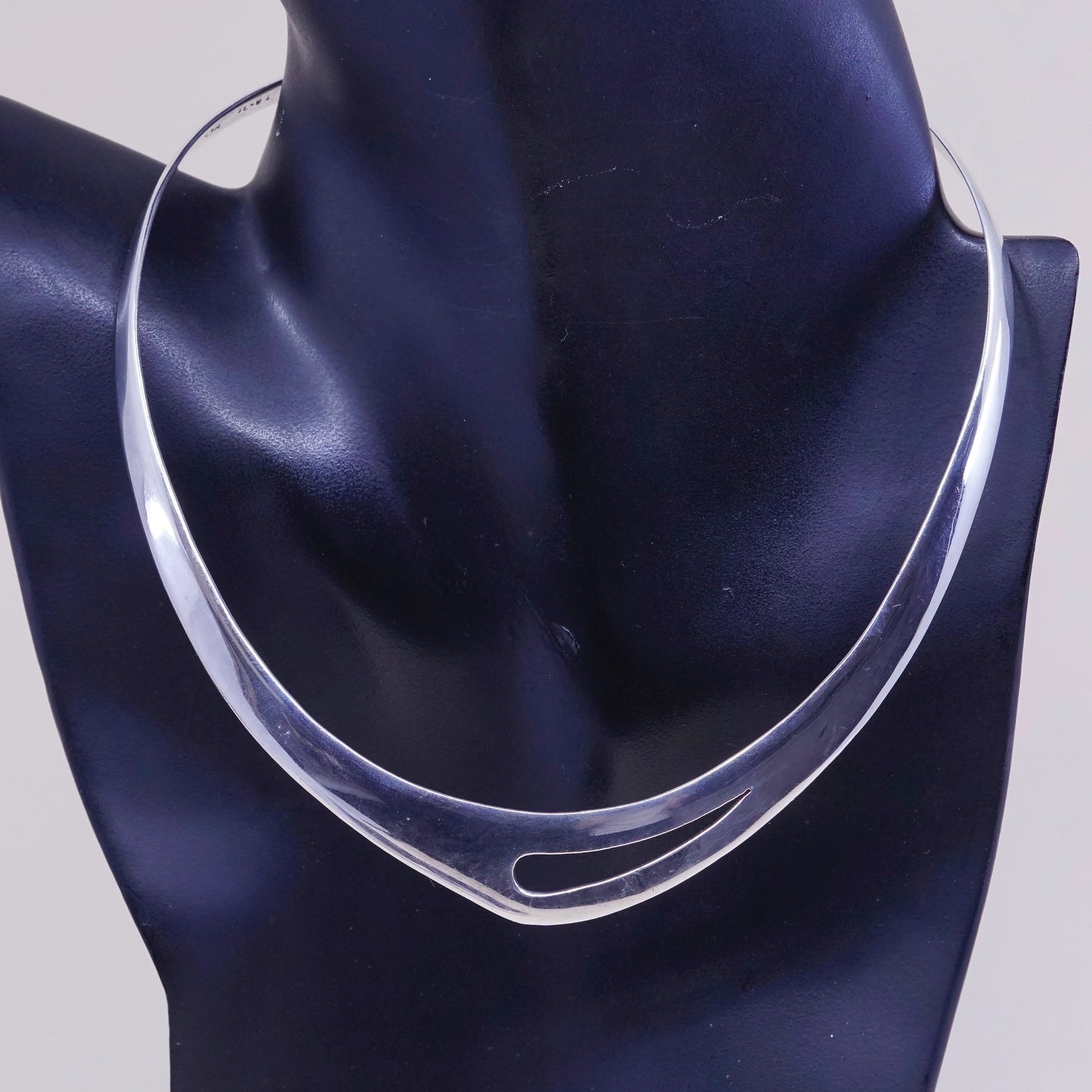12”, Vintage mexico sterling 925 silver handmade choker collar necklace