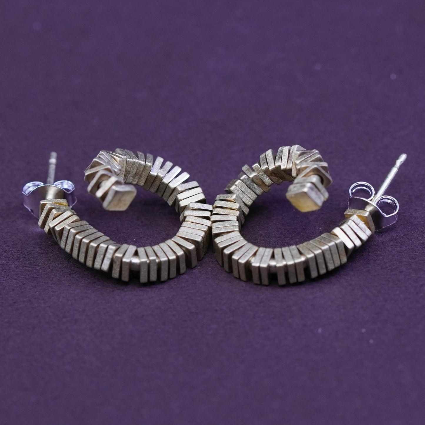 0.5”, vermeil gold over Sterling silver handmade cluster earrings, 925 huggie