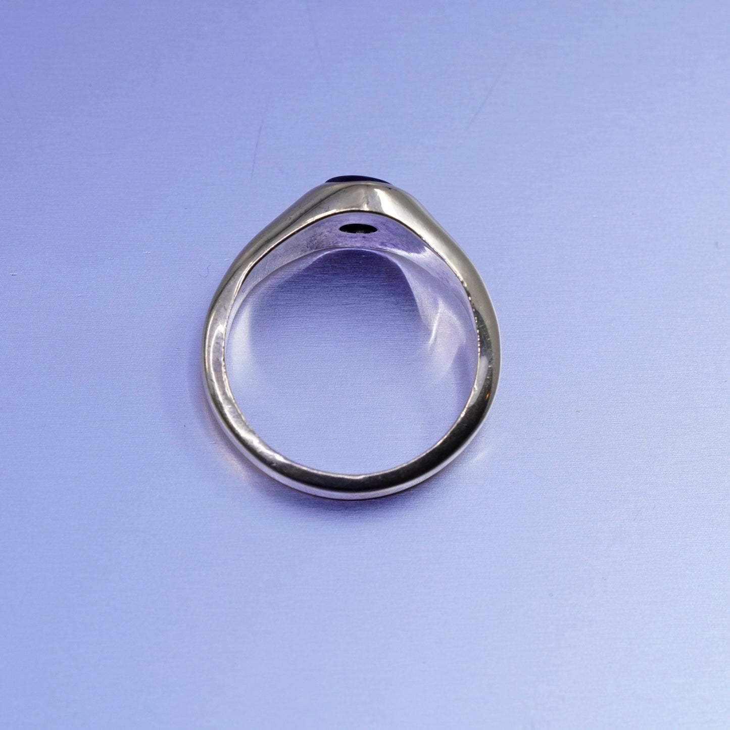 Size 7.25, vermeil gold filled ring with obsidian