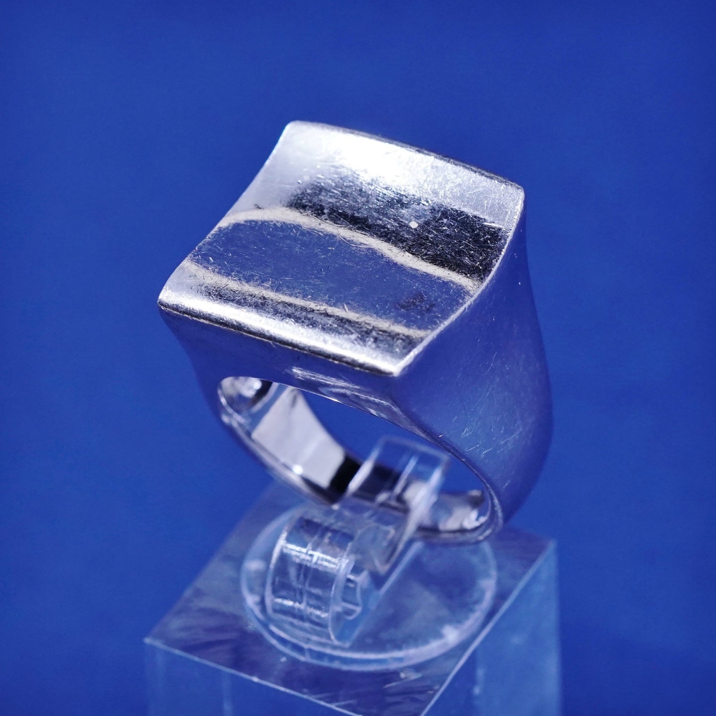 Size 8, vintage Sterling silver handmade Square ring, 925 statement ring