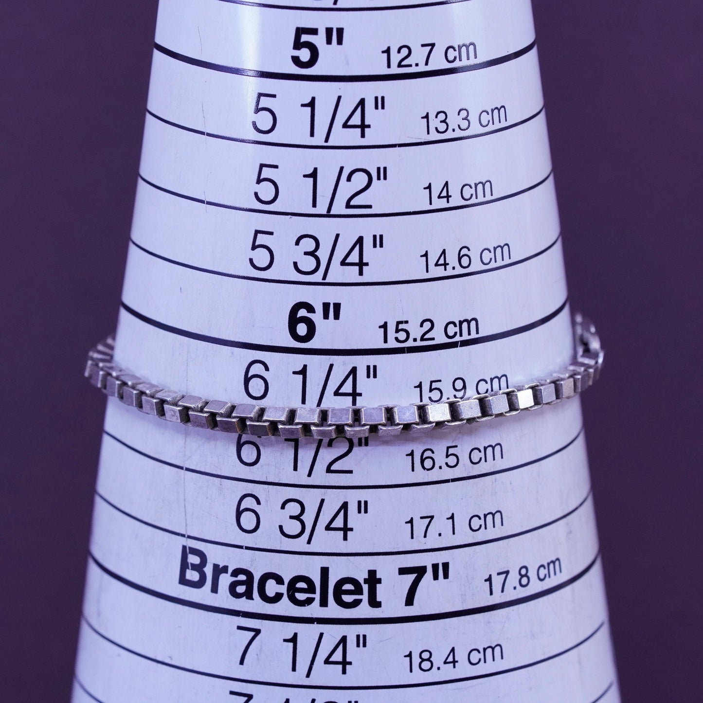6.5”, 3mm, vintage Sterling silver handmade bracelet, Italy 925 box chain