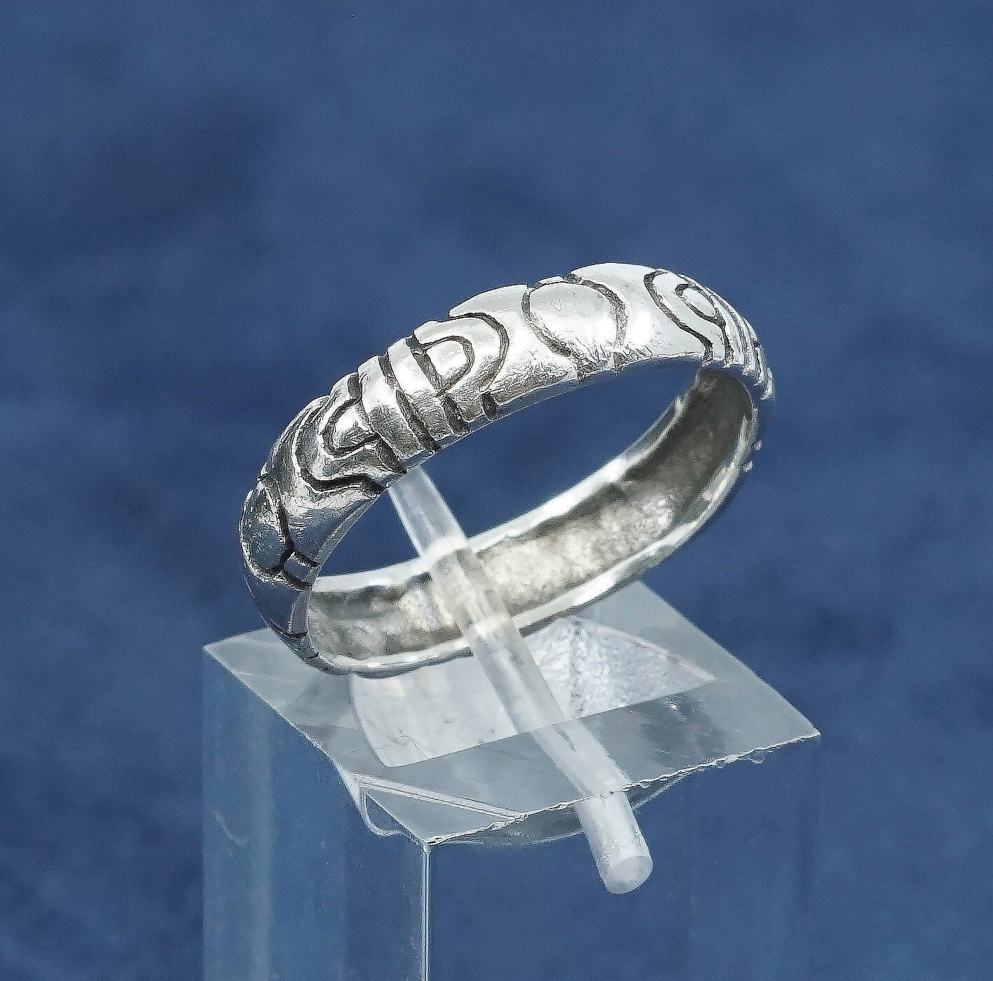 sz 8.75, vtg Sterling silver handmade ring, hopi 925 band, southwestern style