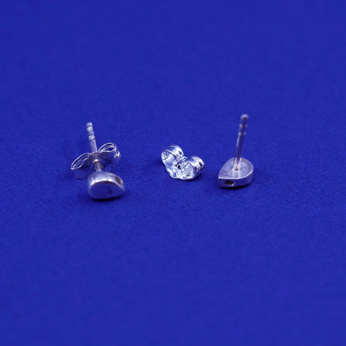 Vintage sterling silver handmade earrings, 925 teardrop studs