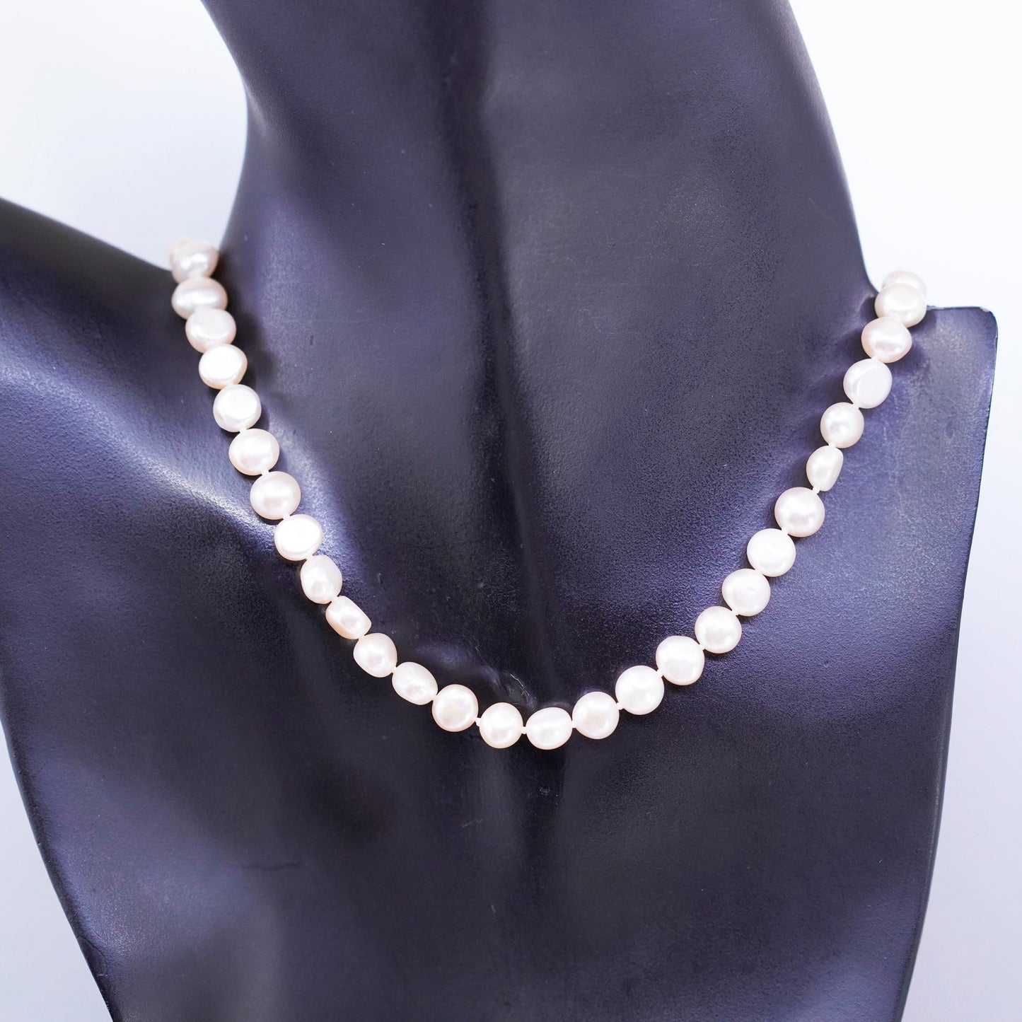 20”, freshwater pearl necklace Sterling 925 silver clasp “happiness longevity