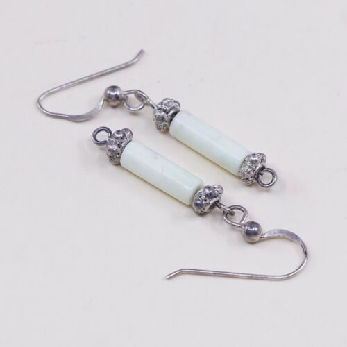 Amazing handmade Sterling 925 Silver earrings, 925 Wire Hooks W/ Jade Tube