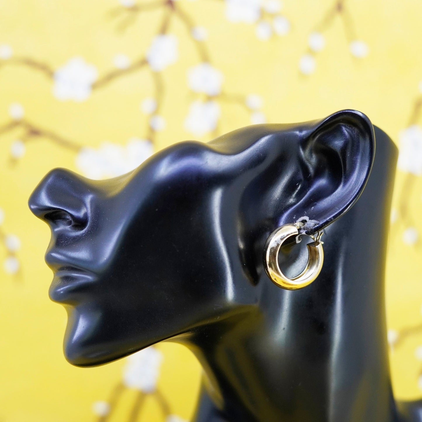 1”, vintage vermeil gold over Sterling silver earrings, 925 hoops