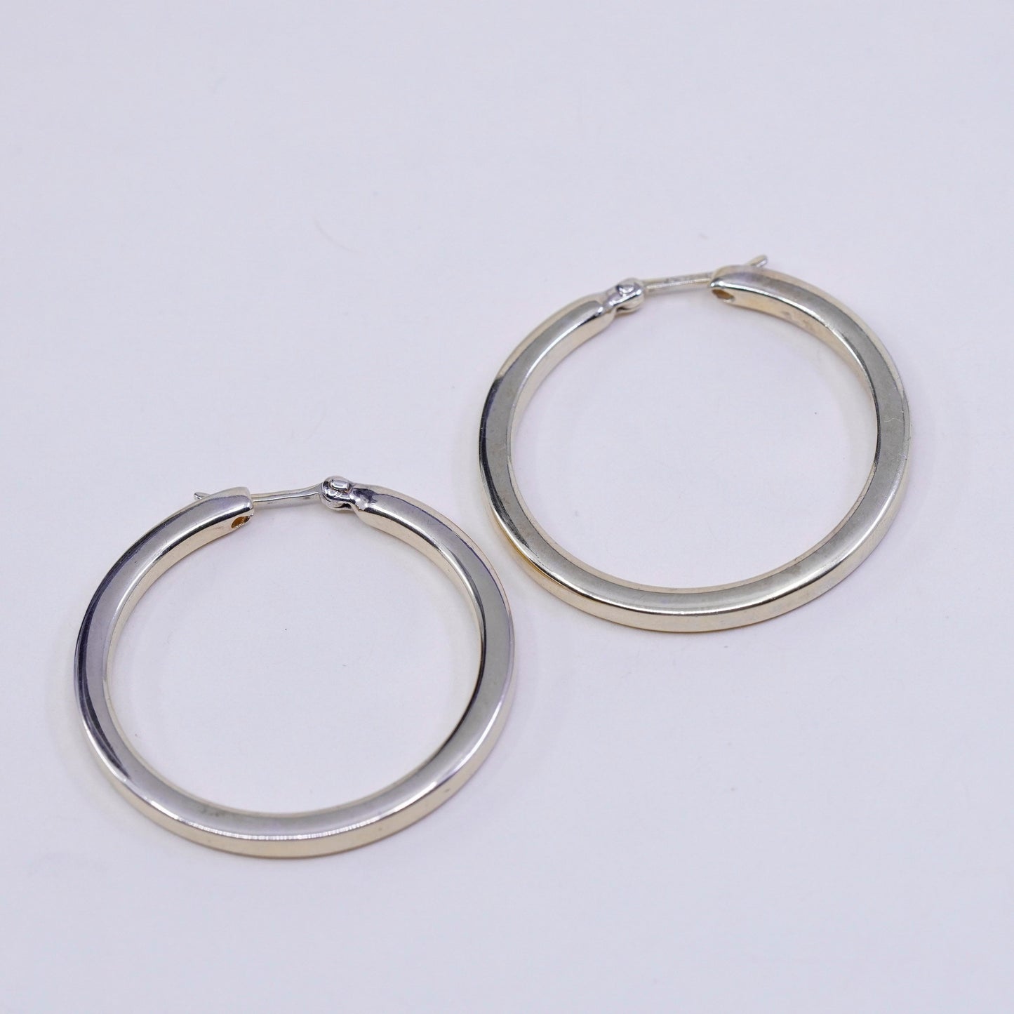 1.25”, Vintage vermeil gold over sterling silver loop earrings, 925 hoops