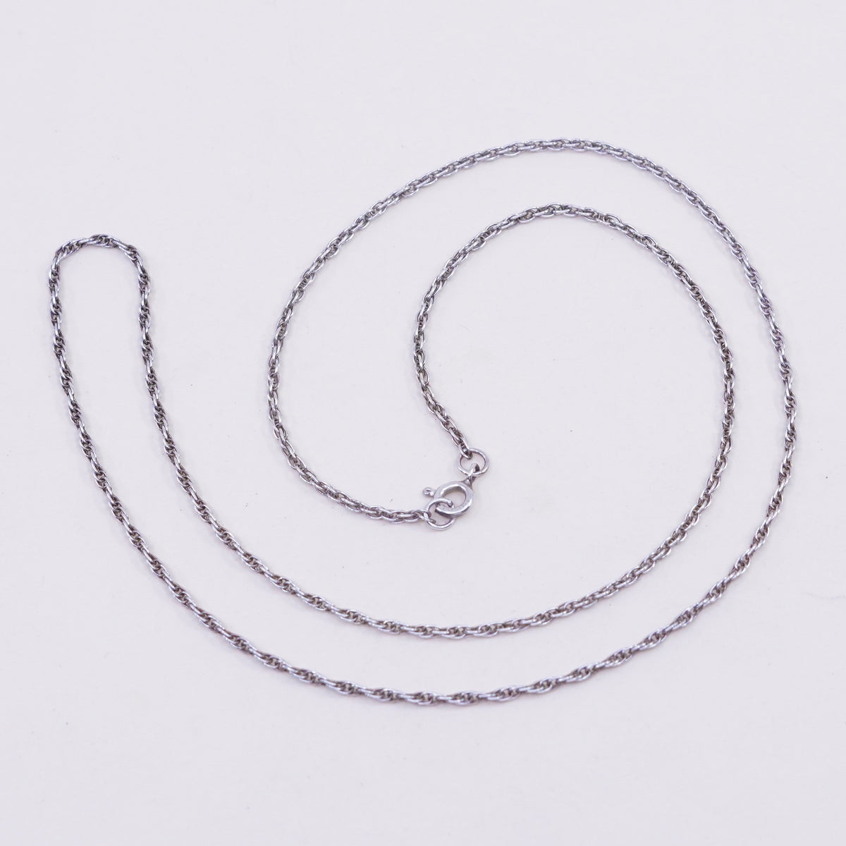 20” 1mm, vintage sterling silver necklace, 925 Singapore rope chain