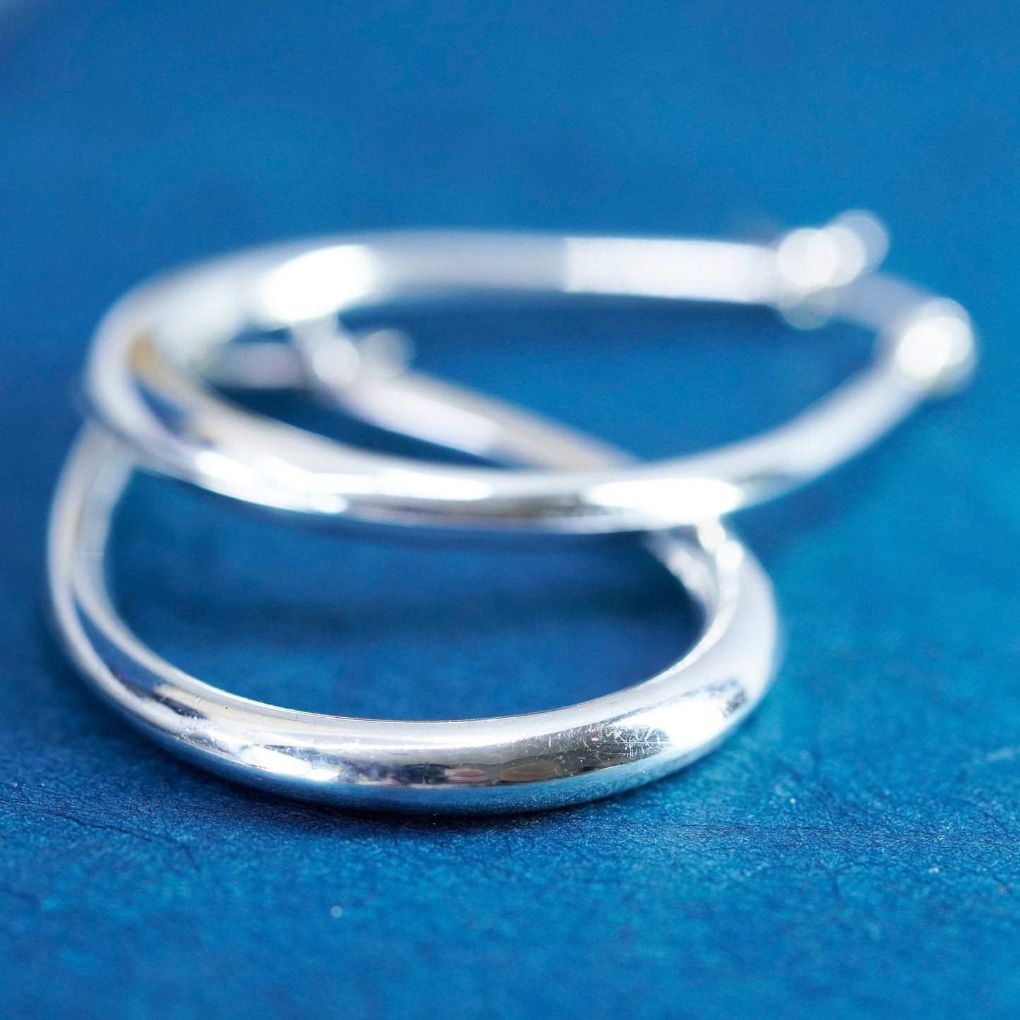 1.5”, vintage Sterling silver handmade oval hoop earrings, Modern 925 huggie