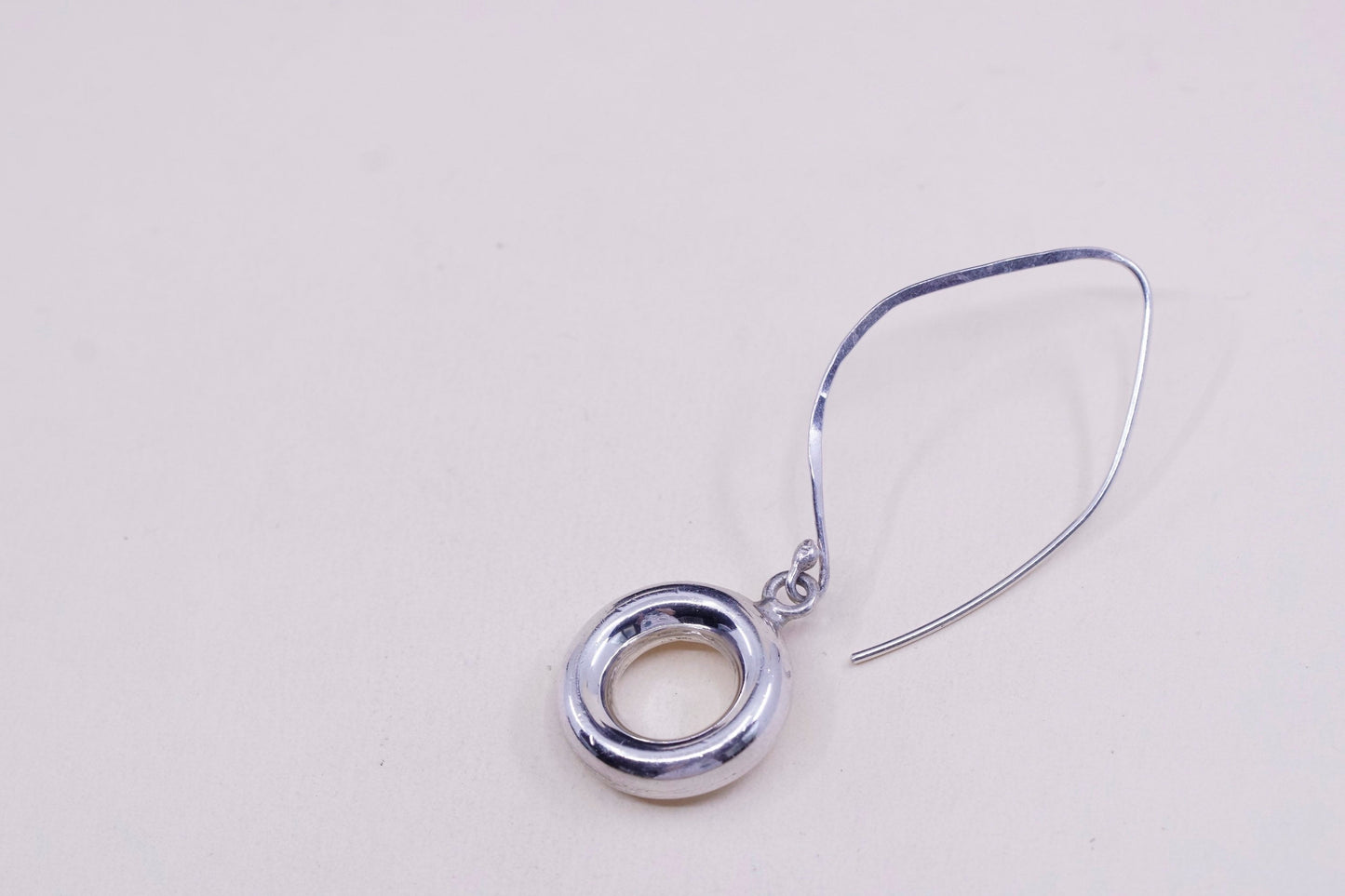 Vintage sterling silver handmade earrings, 925 circles dangle