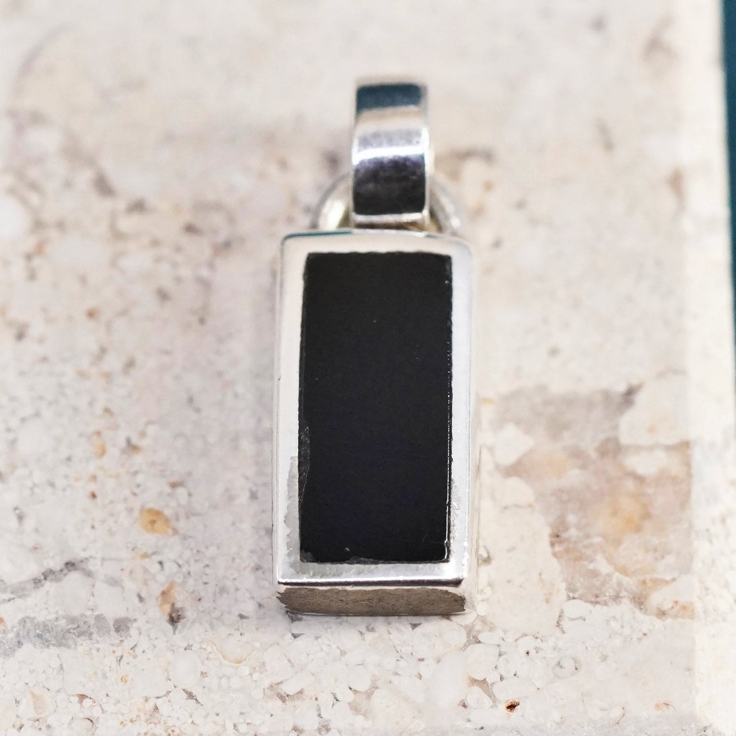 Vintage Sterling 925 silver handmade pendant with onyx