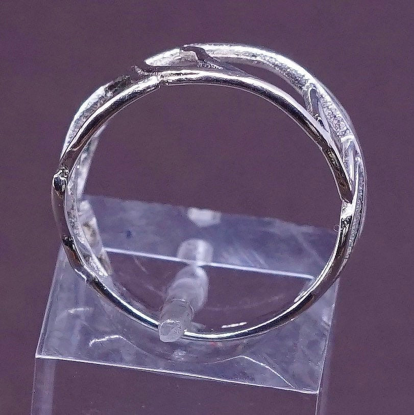 sz 6, vtg Sterling silver handmade ring, southwestern 925 filigree leaves band