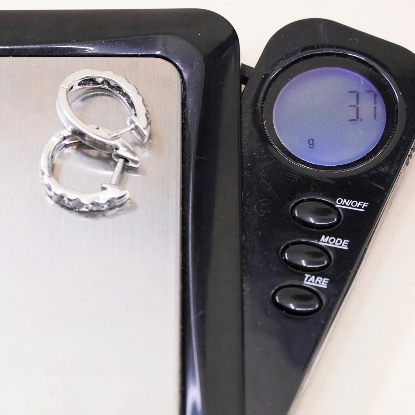 0.5”, Vintage sterling silver earrings, 925 hoops, huggie, with cz