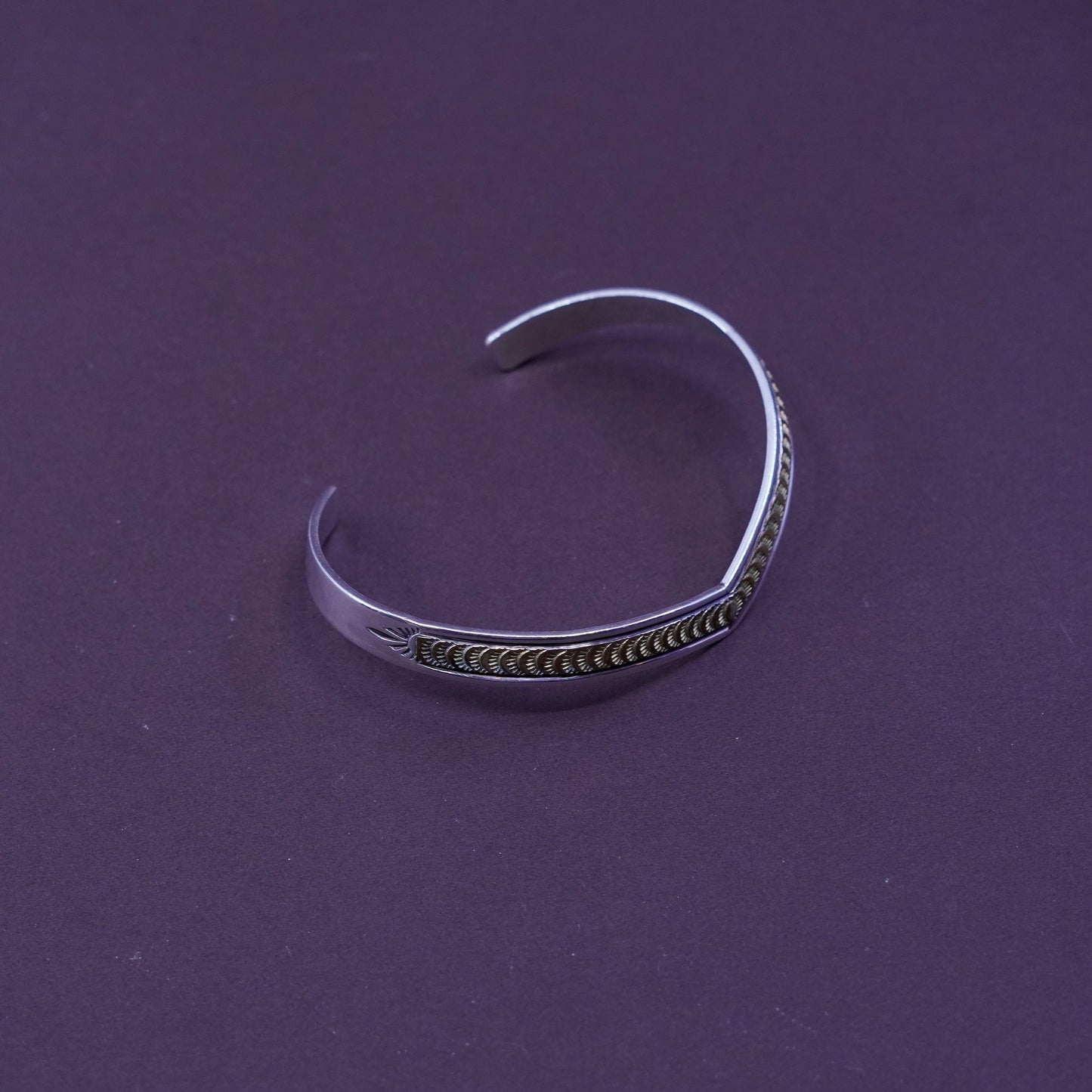 6.75”, Native American Dawn Lucas Sterling silver bracelet, Navajo 925 cuff