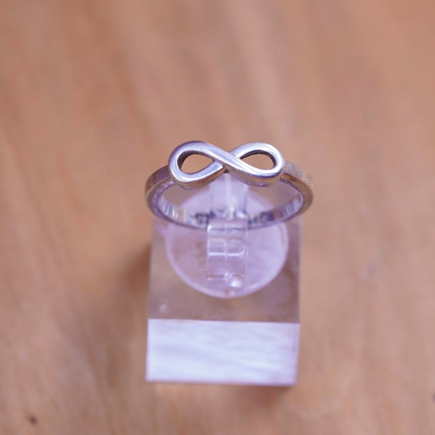 sz 7.25, Sterling silver handmade ring 925 silver infinity band sisters forever