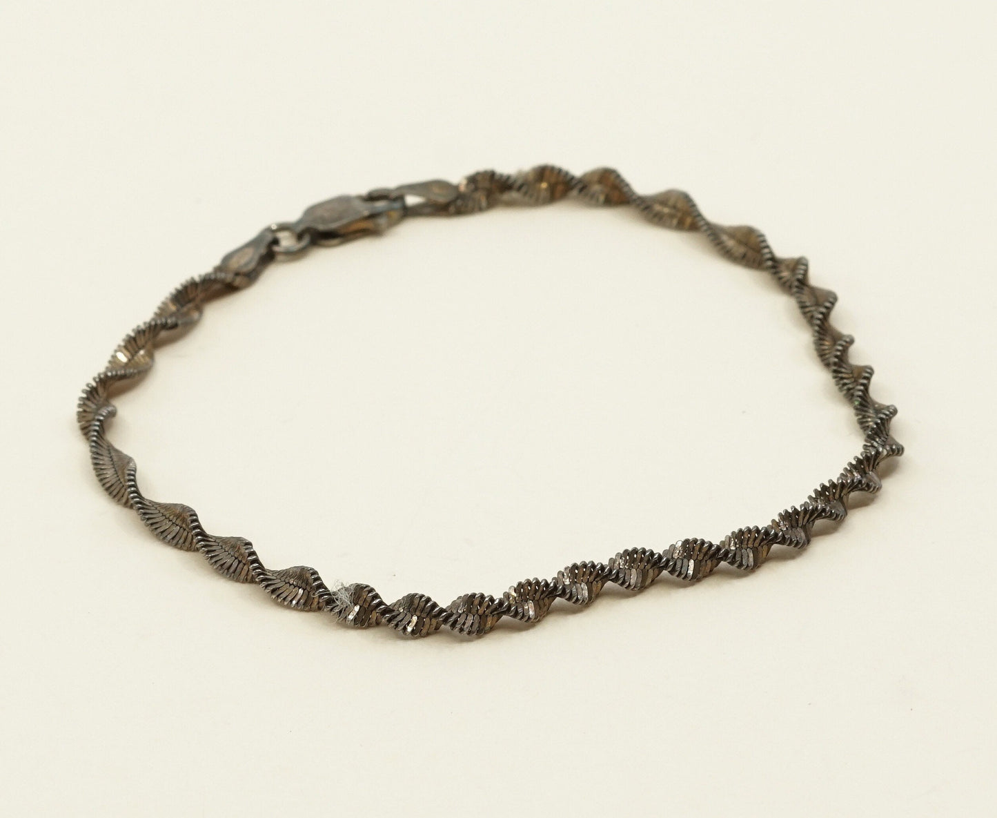 7", 5mm, VTG sterling silver bracelet, 925 twisted herringbone chain,