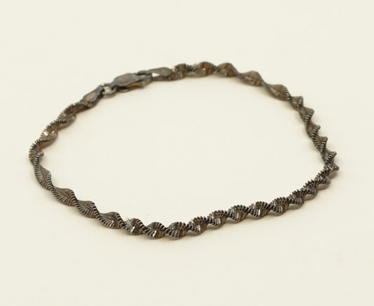 7", 5mm, VTG sterling silver bracelet, 925 twisted herringbone chain,