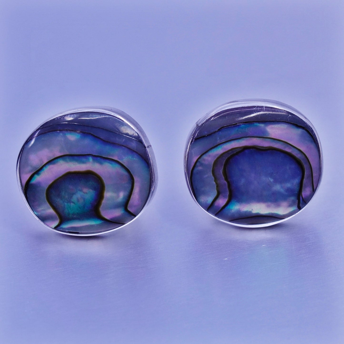 Vintage Sterling 925 silver handmade earrings, abalone studs