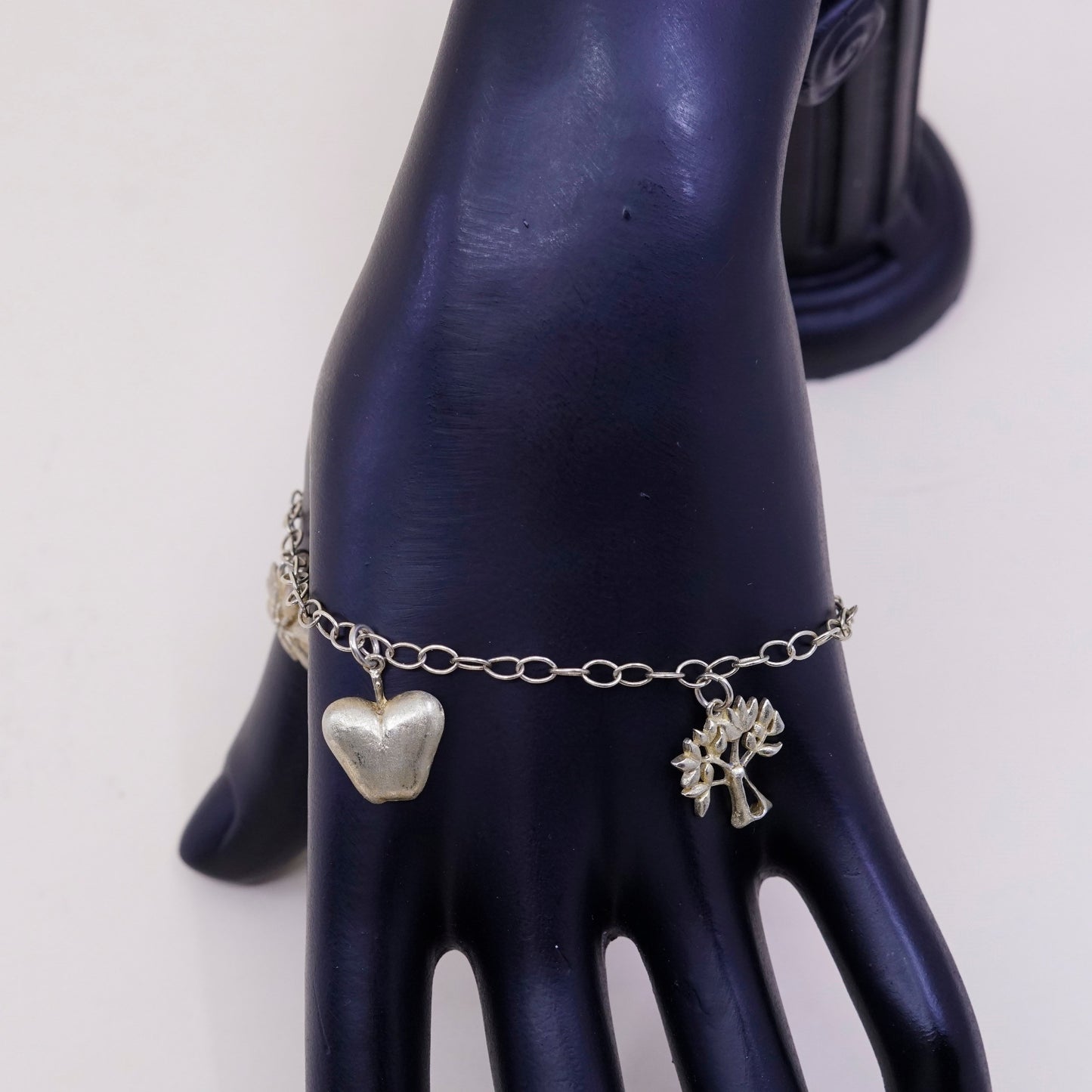 7.5”, vermeil gold over sterling silver bracelet, 925 chain w/ snake tree apple