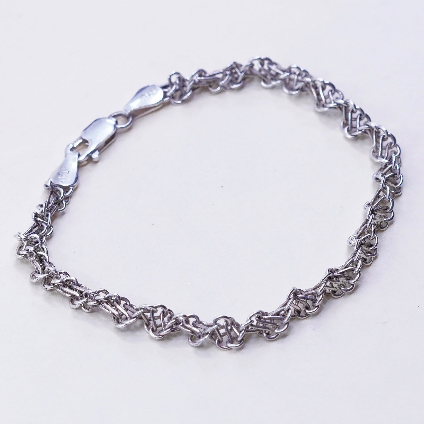 7”, 5mm, Vintage sterling 925 silver bracelet, twisted curb link bracelet