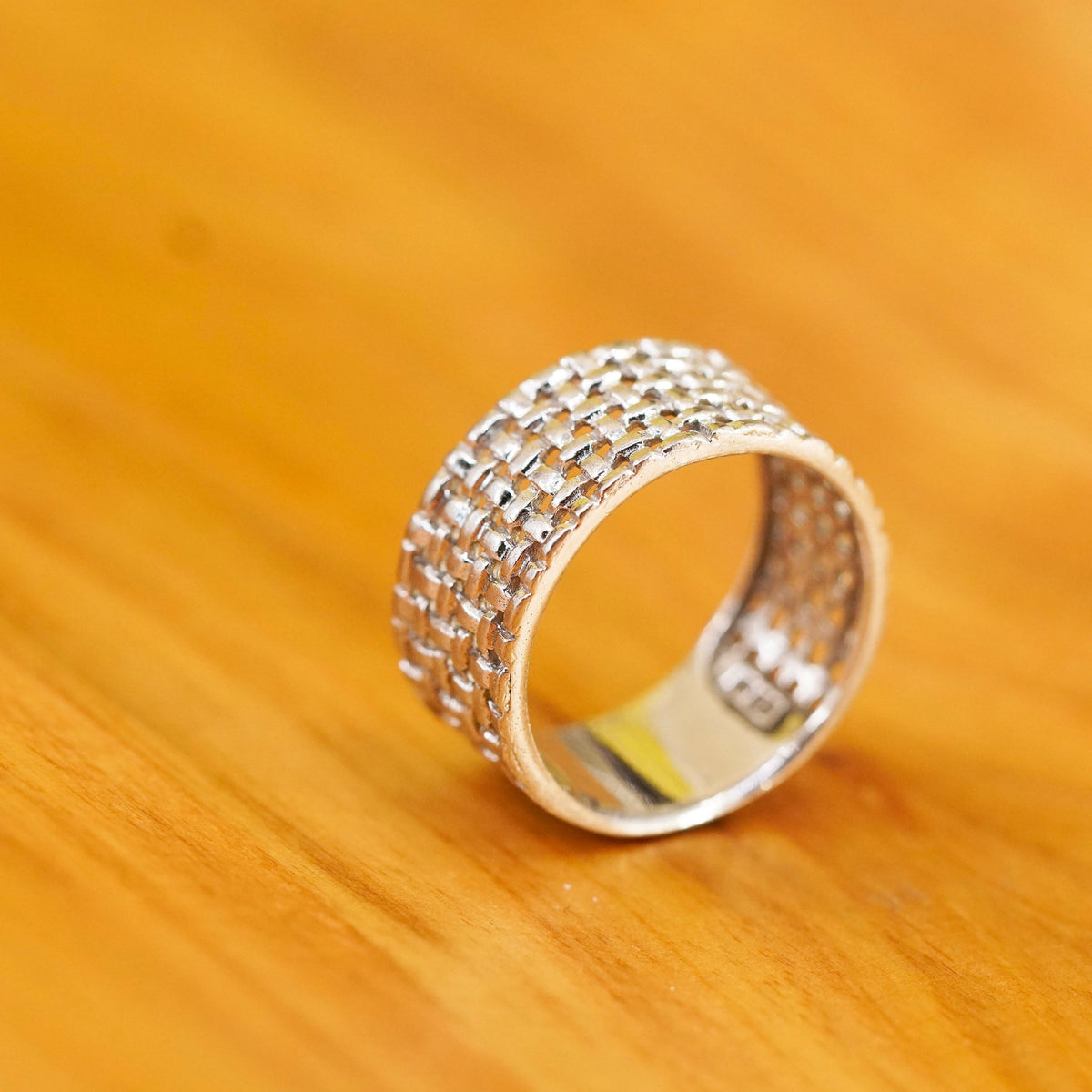 size 8.75, vintage Sterling silver handmade ring, 925 textured band