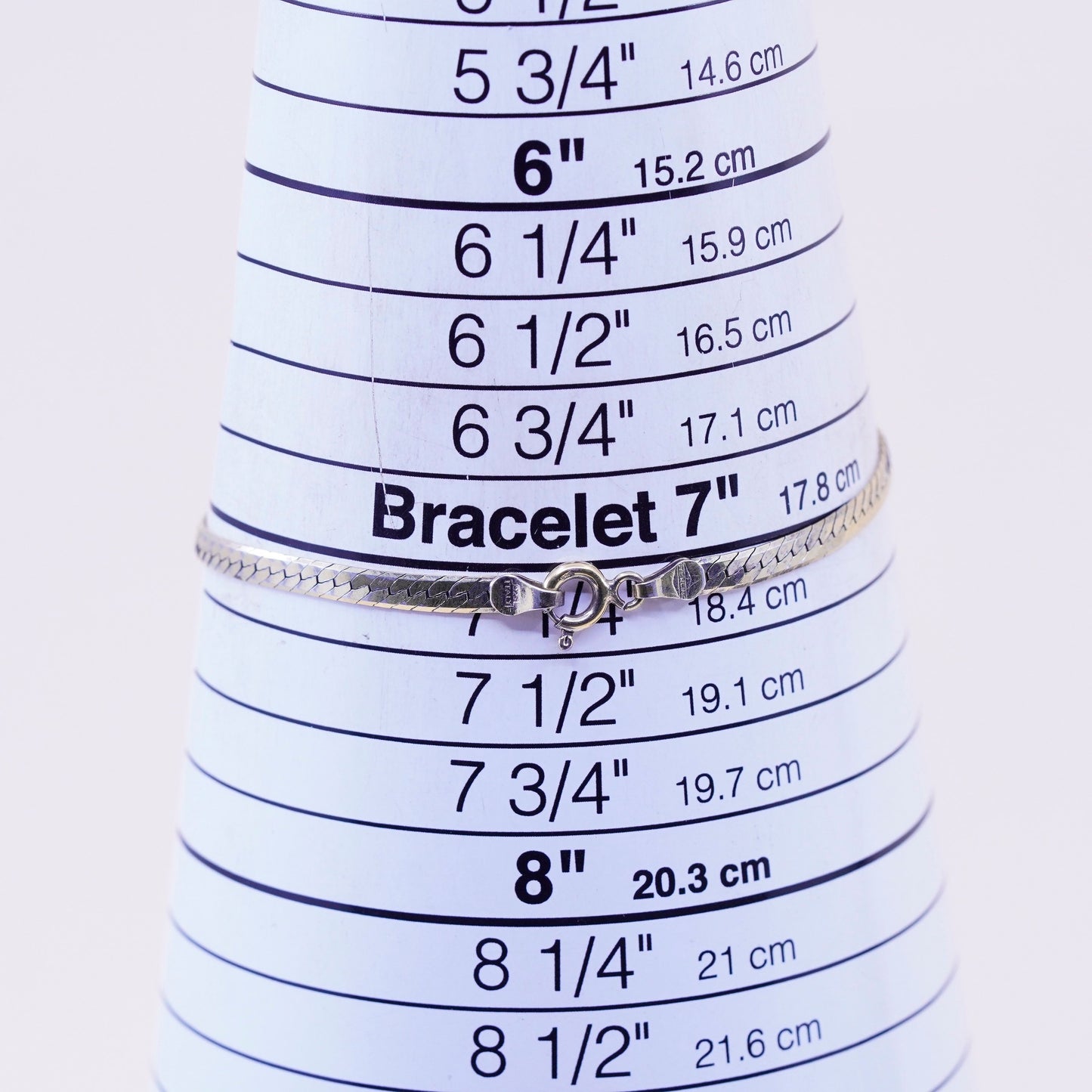 7.25”, vermeil gold over sterling silver bracelet, Italy 925 herringbone chain