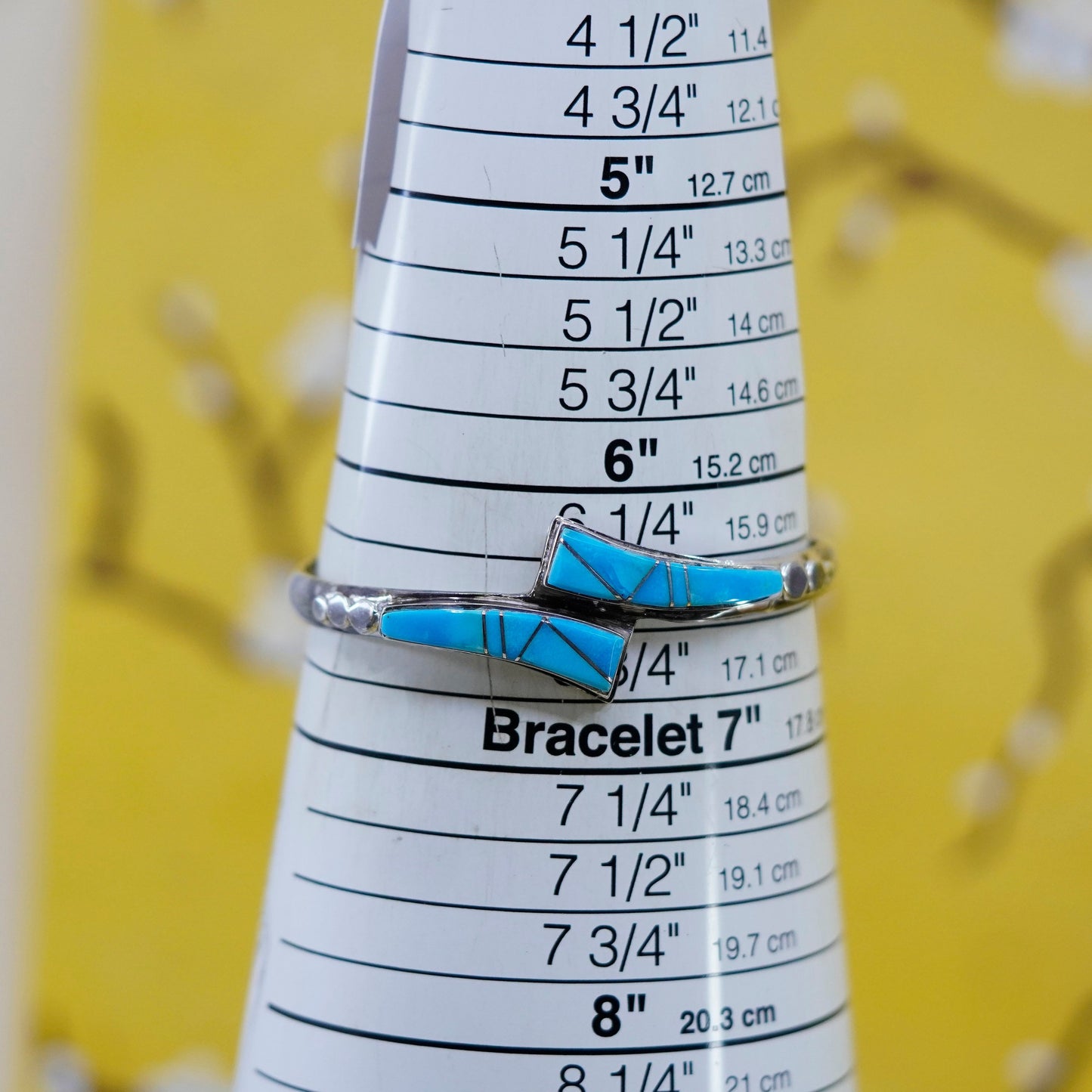 6.5”, Navajo Sterling silver bracelet, Native American 925 cuff turquoise