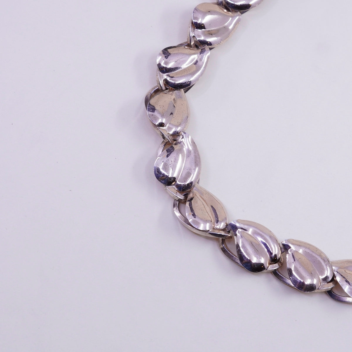 16”, 1950s Napier rose gold over sterling silver necklace, 925 leaf link chain