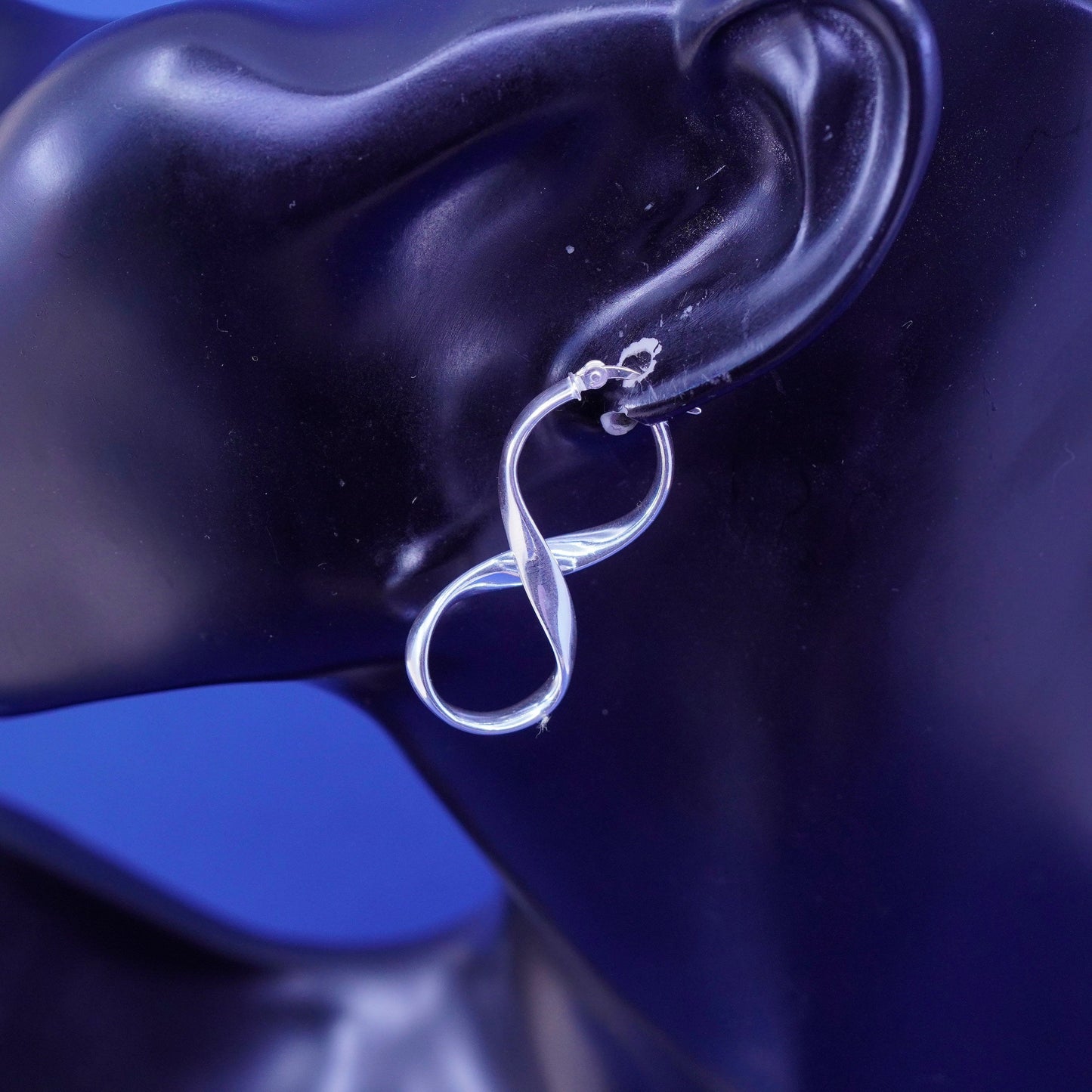 1.25”, vintage Sterling silver handmade earrings, 925 infinity hoops