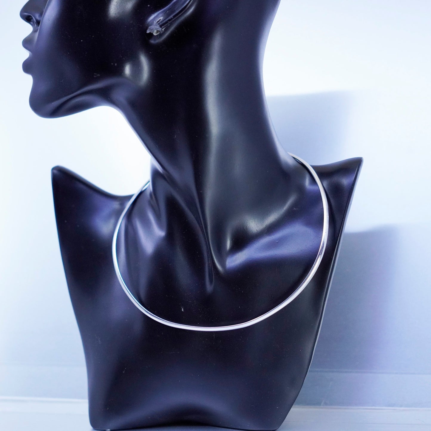 13”, vintage Italy Sterling 925 silver handmade choker collar necklace