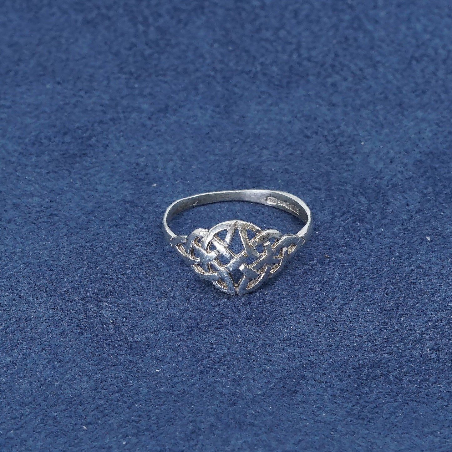 sz 8.25, vtg RIL Sterling silver handmade ring, 925 band w/ Irish filigree