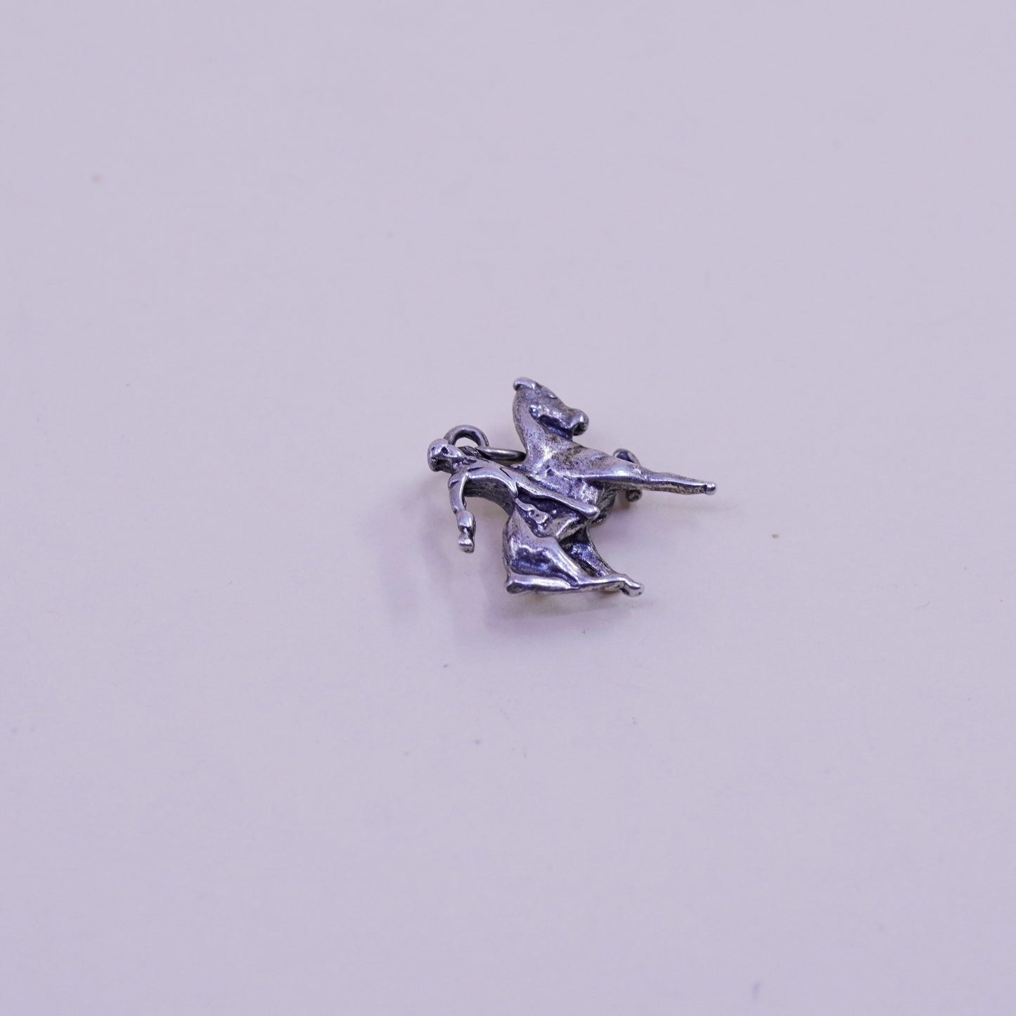 Handmade vintage Sterling silver pendant, 925 riding horse charm
