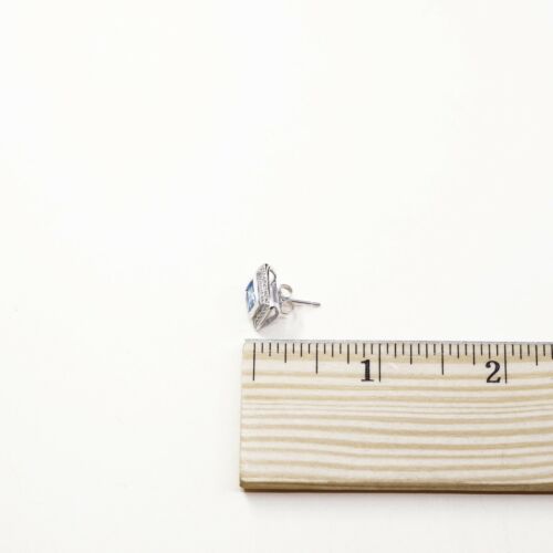 Vtg Fashionable Sterling Silver Handmade Earrings, 925 Studs W/ Blue Topaz