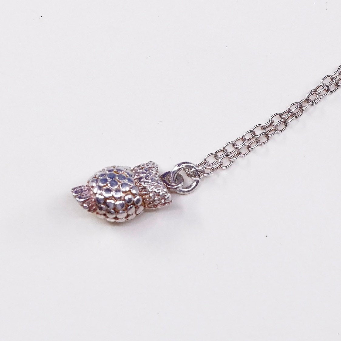 16+2”, 1mm Anna beck Sterling silver handmade necklace 925 chain w/ owl pendant