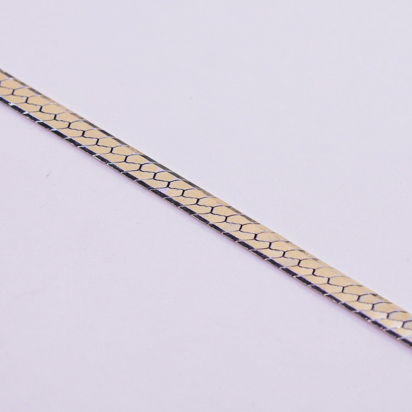 7.25”, vermeil gold over sterling silver bracelet, Italy 925 herringbone chain