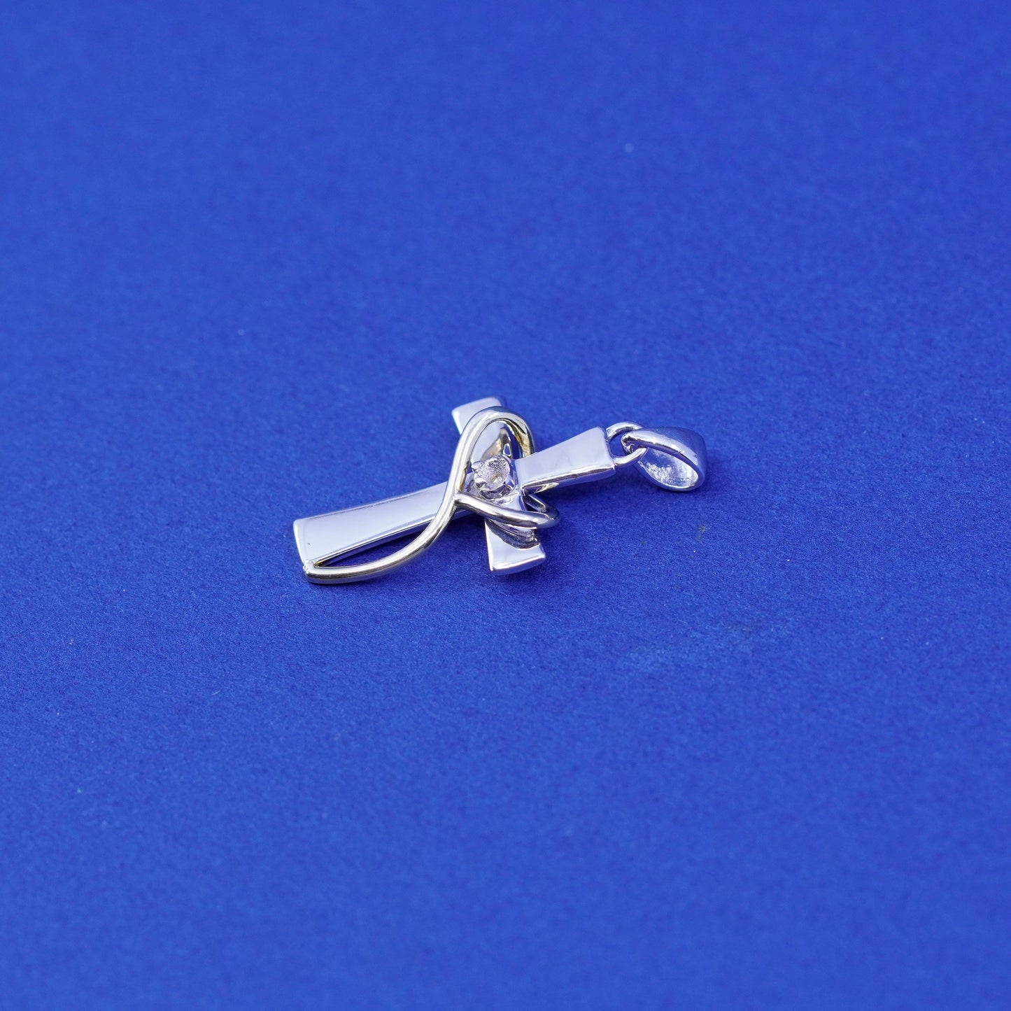 Sterling silver prayer pendant, 925 cross w/ heart and engraved “live by faith
