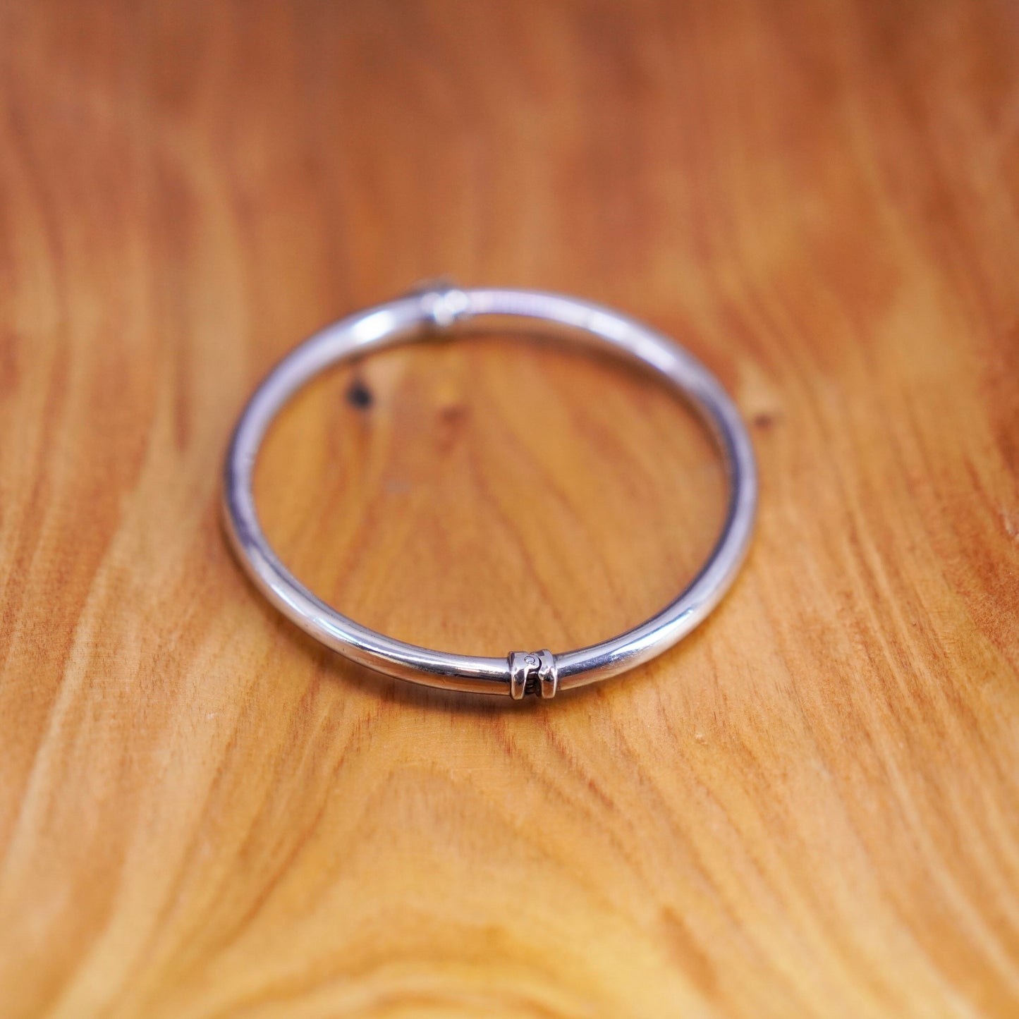 7”, Vintage minimalist sterling silver handmade bracelet, 925 hinged bangle
