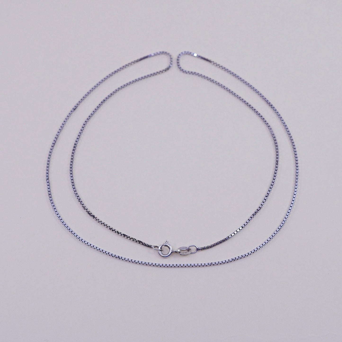 23”, 1mm, Vintage Italian sterling 925 silver box chain, necklace