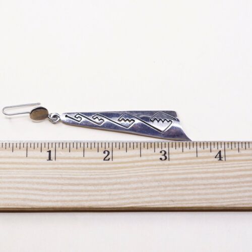 Vtg Mexico Sterling Silver Handmade Earrings, 925 Silver Extra Long Dangles