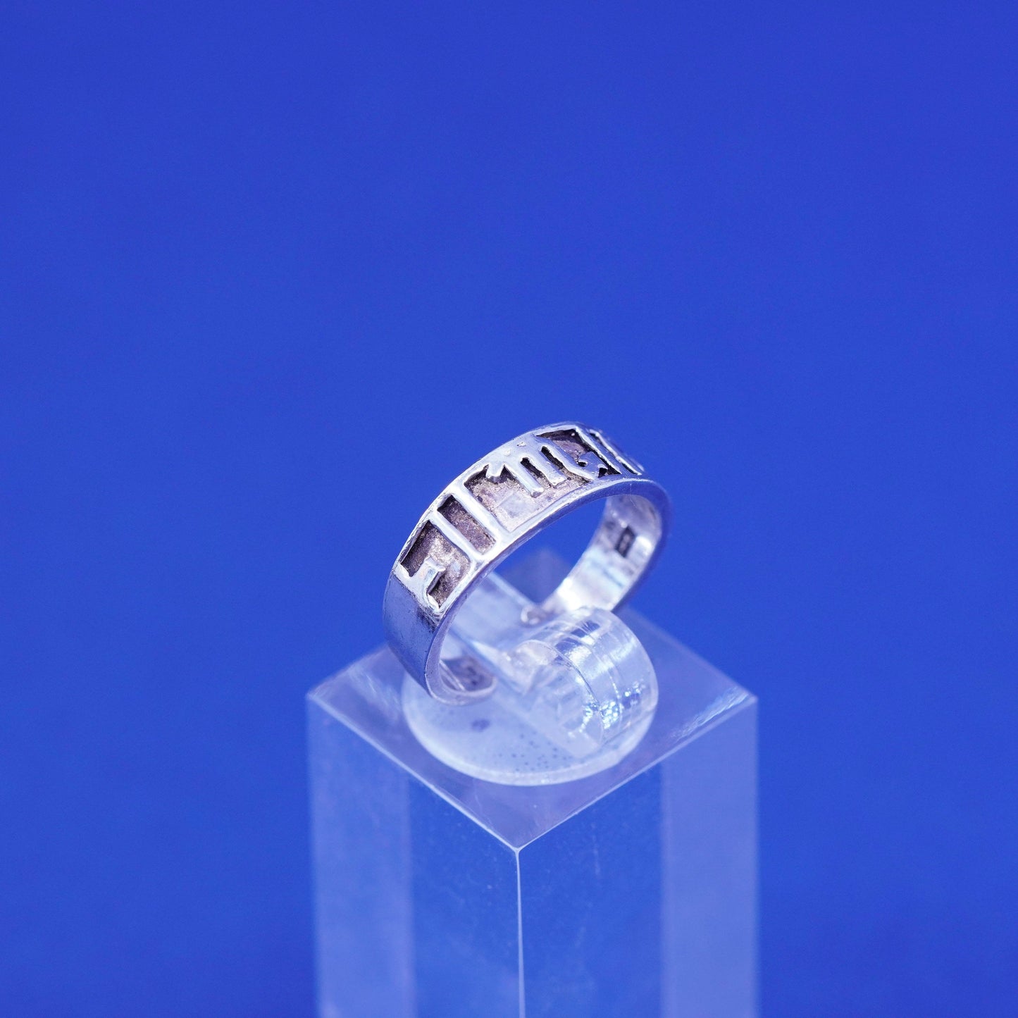sz 5, vtg adjustable scorpio sigh Sterling silver handmade ring, 925 open band